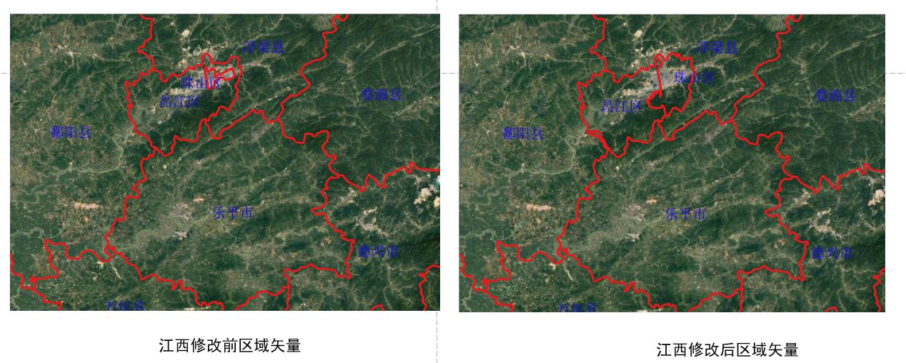 Modified areas in Jiangxi