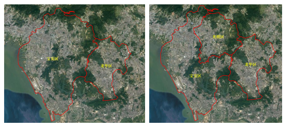 Comparison of Shenzhen City Administrative Divisions Between 2018 and 2019