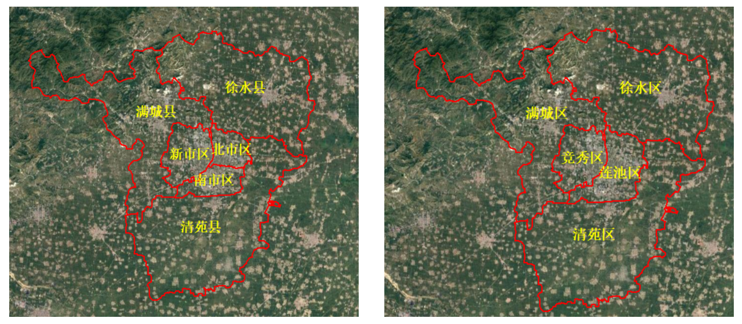 2015 Baoding City Changed Counties and Counties after the 2016 Change