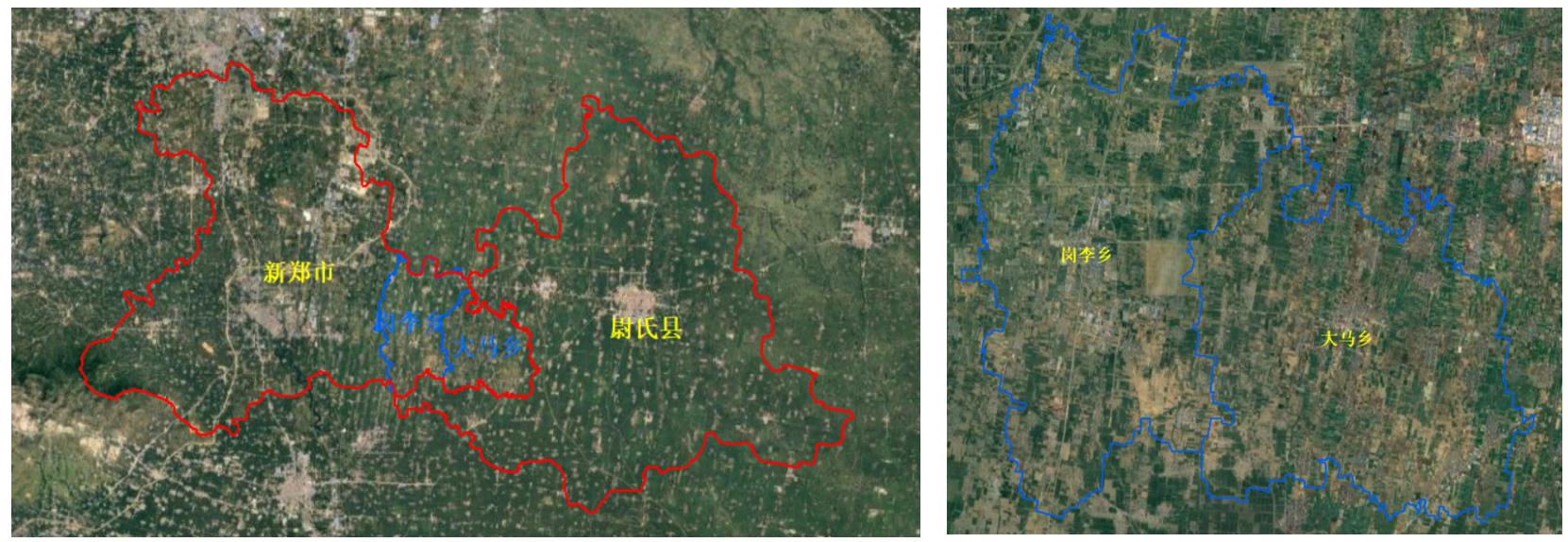 Map of Gangli Township and Dama Township of Xinzheng City, early 2023
