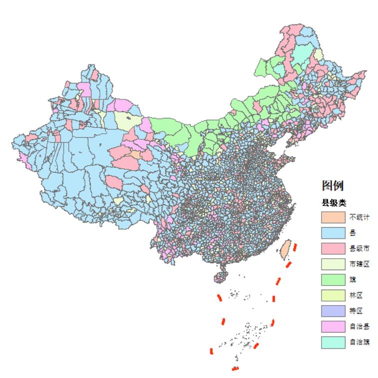County-level administrative-division types map, early 2023