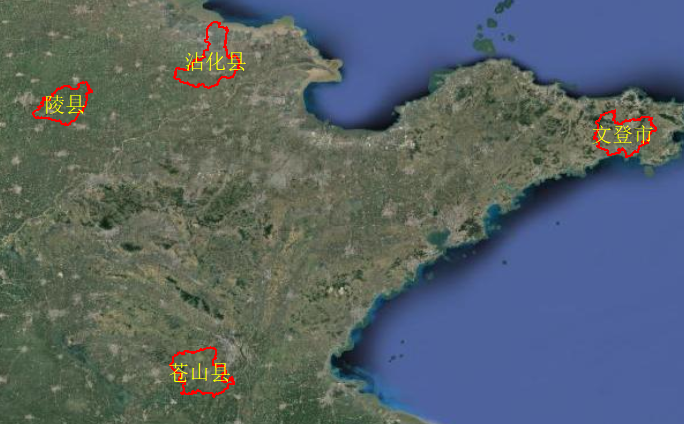 2013 changed areas in Shandong