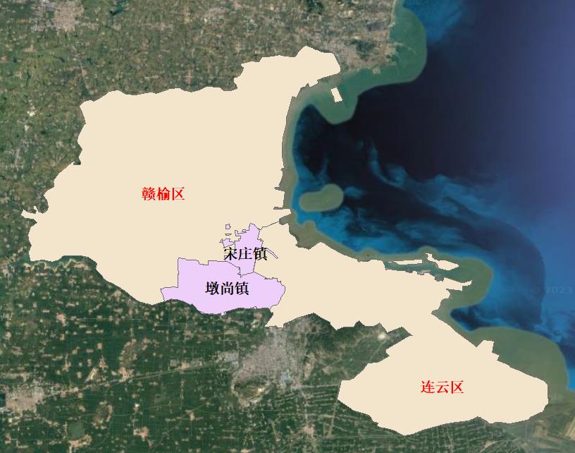 Location of Songzhuang Town and Dunshang Town administrative divisions