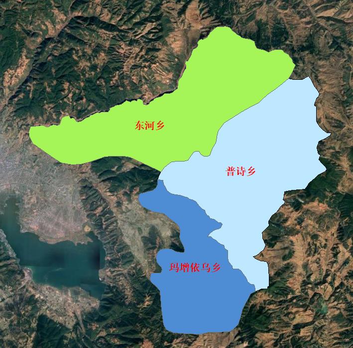 Geographic locations of the three townships