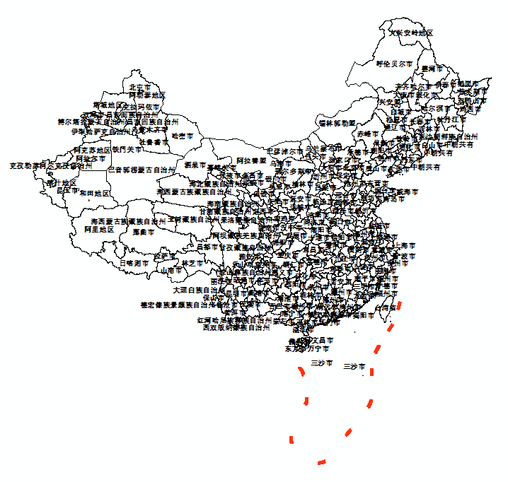Distribution of prefecture-level units in China