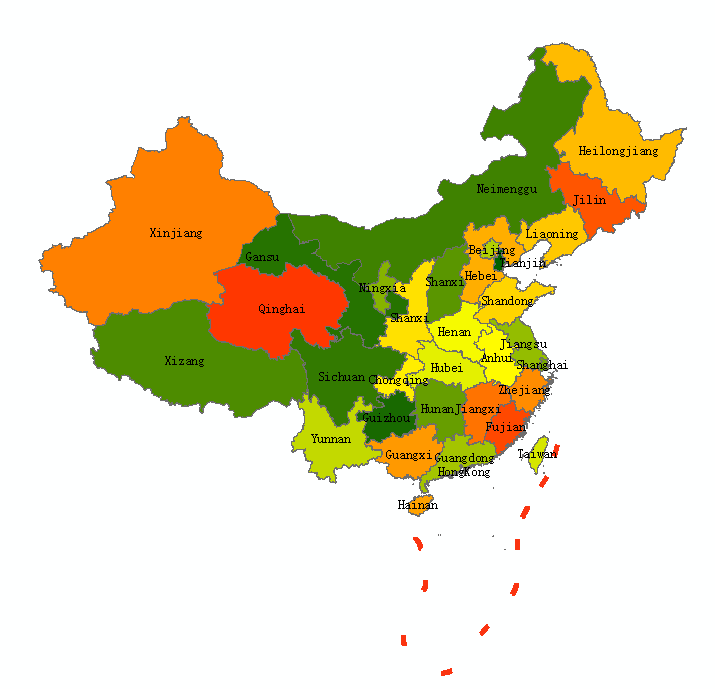 China's province-level units (English attributes)