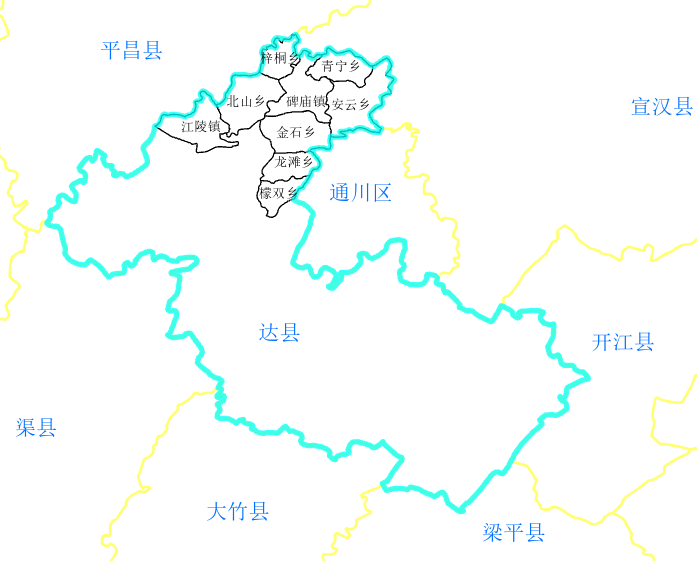 2013 Daxian Administrative Division Map