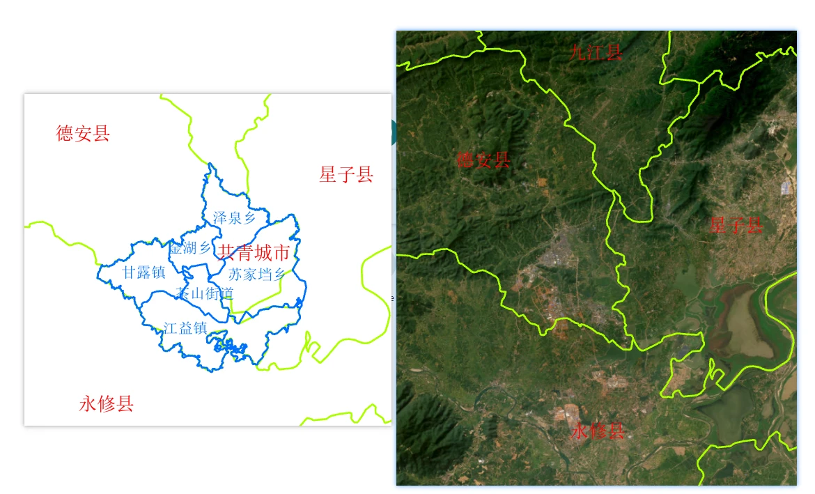 Administrative Division Map of the Area in Early 2011 and Early 2010