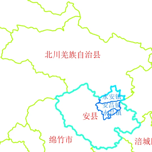 Administrative Division Map of Anxian County, Early 2009